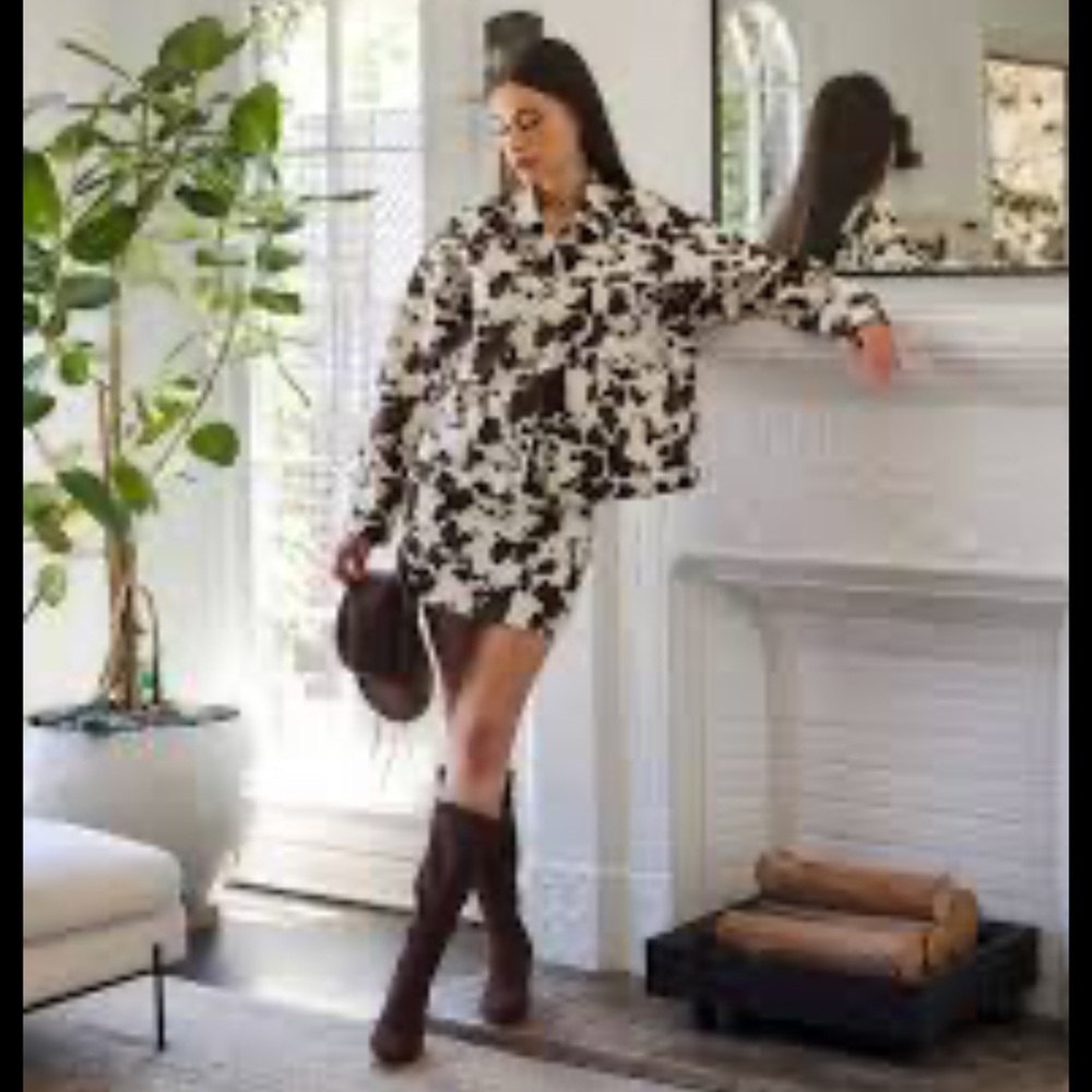 Idem Ditto Cow Print Jacket and Skirt Set